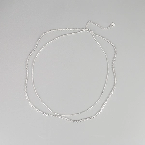 Minimalist S925 sterling silver double-layer heart choker necklace with adjustable chain