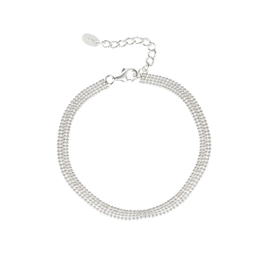 Minimalist 925 sterling silver four-strand bead bracelet with adjustable lobster clasp