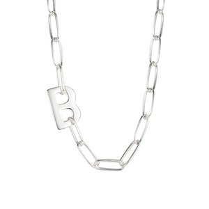 Minimalistische S925 Sterling Silber Halskette mit Paperclip-Kette und B-Anhänger