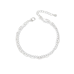 Bracelet double rang en argent sterling 925 avec perles et fermoir mousqueton réglable