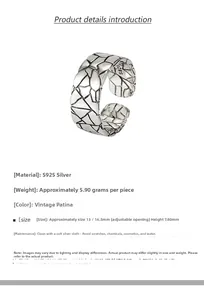Detail view of vintage S925 sterling silver ring showing 7.8mm width and stone texture