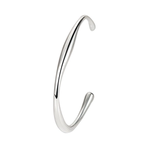 Minimalist S925 sterling silver open bangle with organic liquid-style streamlined design