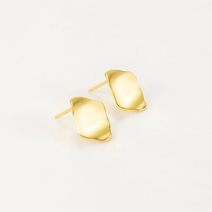 Minimalist S925 sterling silver wavy irregular earrings with polished 18k gold plating
