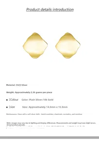Macro shot of irregular square wave S925 silver stud earrings with 18k gold plating details