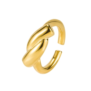 Minimalist 925 sterling silver gold-plated twisted knot open ring for women