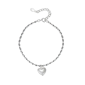 Elegant S925 sterling silver beaded bracelet with a vintage 3D heart pendant for women