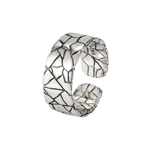 Vintage 925 sterling silver open ring with irregular stone texture and high polish