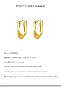 Détail de boucles d'oreilles torsadées en argent S925 avec dimensions et poids