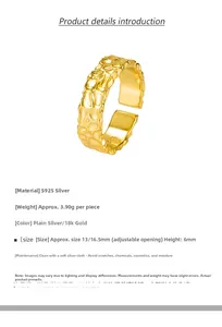 Detailansicht des S925 Sterlingsilber Rings mit Hammerschlag-Textur und offener Form