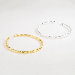 Modern S925 sterling silver wave bracelets in gold and silver finish with zircon