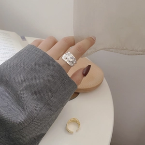 Irregular textured S925 sterling silver open rings in gold and silver finishes