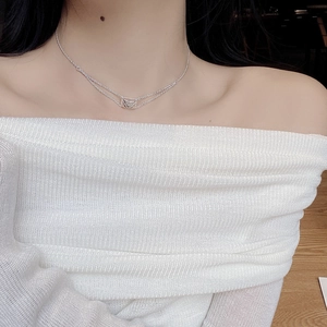 Elegant 925 sterling silver envelope pendant necklace on model in modern style