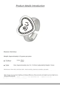 Macro view of S925 sterling silver heart ring featuring Japanese character engraving