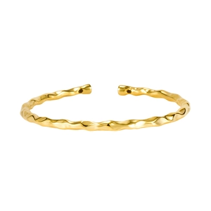 S925 sterling silver wave cuff bracelet with zircons in elegant gold finish