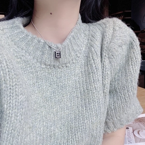 Minimalist S925 sterling silver square B pendant necklace on a delicate bead chain