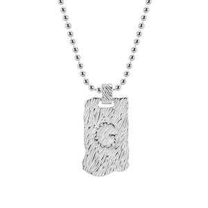 Minimalist silver S925 beaded chain necklace with square G letter textured pendant