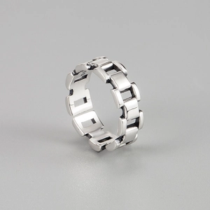 Vintage 925 Sterlingsilber Kette Ring Industrie Stil Geometrisch Verstellbar Offen Fingerring Retro Mode Schmuck Für Damen