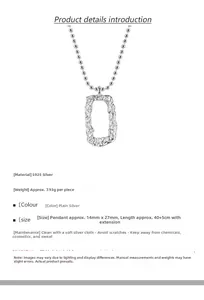 Detail of S925 sterling silver rectangular pendant with lava texture on beaded chain
