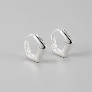 Orecchini a Bottone in Argento Sterling 925 per Donna Minimalisti Nordici a Forma di Rombo Geometrico Irregolari Leggeri Lusso INS Stile