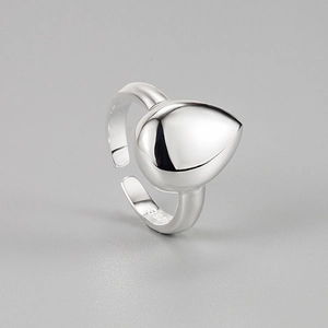 S925 Sterling Silver Teardrop Ring Minimalist Cold Style Open Adjustable Liquid Metal Ring High Polished Fashion Jewelry For Women