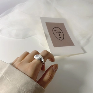 Vintage S925 sterling silver ring with oval Love engraving for minimalist women