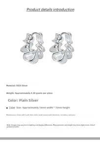 Macro detail of S925 sterling silver twisted hoop earrings with size and weight metrics