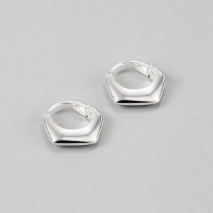 Orecchini geometrici a cerchio in argento sterling 925 con finitura lucida a specchio