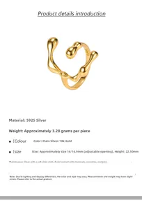 Detailed view of S925 sterling silver ring with melted lava texture and 18K gold finish