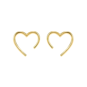 Minimalist S925 sterling silver heart-shaped hoop earrings in polished gold finish