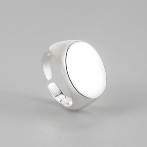 Minimalistischer S925 Sterlingsilber Siegelring mit verstellbarer offener Ringschiene