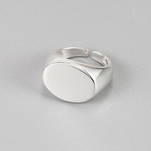 Minimalistischer S925 Sterlingsilber Ovaler Glatter Offener Ring Luxus Vielseitiger Verstellbarer Siegelring Für Damen Täglicher Schmuck