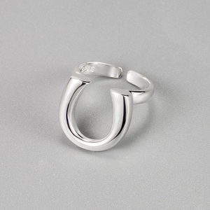 Minimalist 925 Sterling Silver U-Shape Horseshoe Open Ring For Women Adjustable High Polish Geometric Finger Ring Jewelry