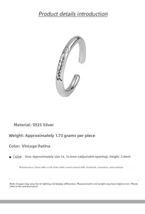 Detail view of retro S925 sterling silver smile ring showing inner engraving and S925 stamp
