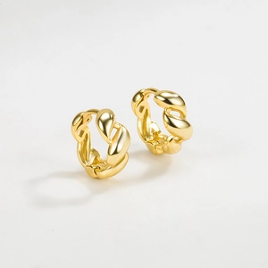 Orecchini a Cerchio Torciati in Argento Sterling 925 Vintage Francese Minimalista Geometrico Oro Argento Gioielli Galvanici da Donna