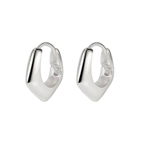 Orecchini geometrici minimalisti in argento 925 con rombo e forma a U lucida irregolare
