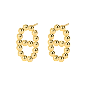 S925 sterling silver gold-plated stud earrings featuring a unique pig nose H-shape design