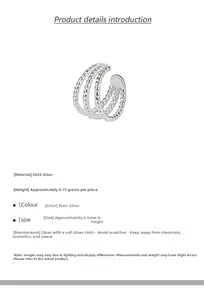 Detailed S925 sterling silver ear cuff showing 6.5mm height and twisted rope design
