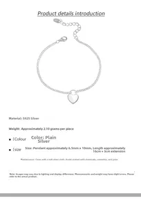 Detailed view of S925 sterling silver heart lock charm on a 16cm link chain bracelet