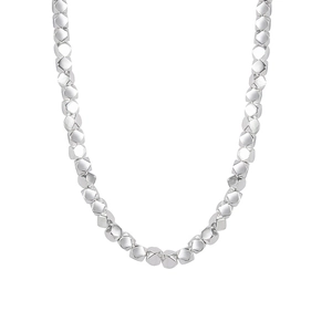 Minimalist 925 sterling silver beaded necklace with faceted geometric square silver beads