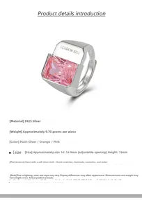 Macro shot of S925 sterling silver ring featuring orange pink zircon and COUGH IN VAIN engraving