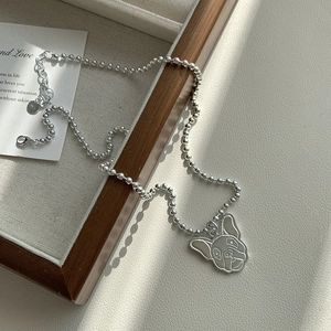 925 Sterling Silver French Bulldog Pendant Necklace S925 Minimalist Bead Chain Animal Motif Choker For Women Fashion Jewelry