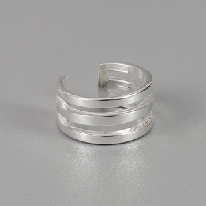 925 Sterling Silver Minimalist Triple Layer Line Ear Cuff No Piercing Clip Earrings For Women Geometric High Quality Jewelry