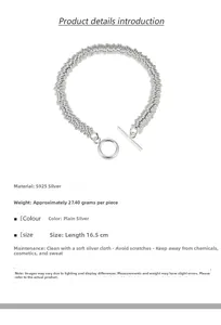 Detailed view of S925 sterling silver chain bracelet with OT toggle clasp and 16.5cm length