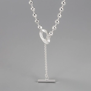 Collier en Argent Sterling 925 avec Fermoir Cabillote pour Femmes Pendentif Nœud Minimaliste Chaîne de Clavicule Bijoux Cadeau