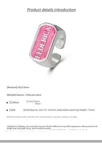 Detailansicht S925 Sterlingsilber Ring mit rosa Emaille und Federica Gravur