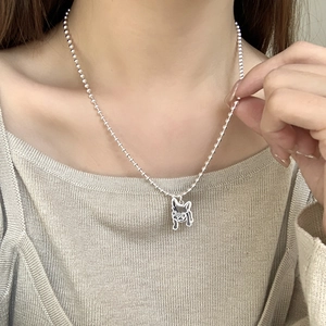 Collier minimaliste en argent sterling 925 avec pendentif carlin sur chaîne à billes