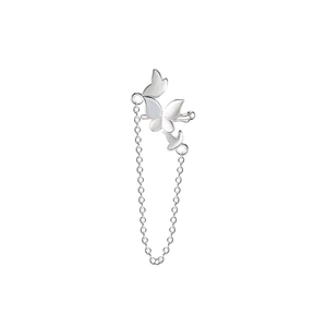 S925 sterling silver butterfly ear cuff with tassel chain in a minimalist stylish design