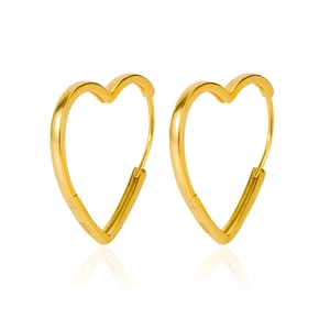 Boucles d'oreilles créoles cœur en argent sterling 925 doré de style français chic