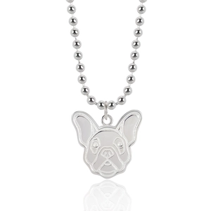 Minimalist S925 sterling silver French Bulldog pendant necklace with sleek ball chain