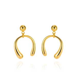 Boucles d'oreilles pendantes en U en argent S925 doré avec finition métal poli chic